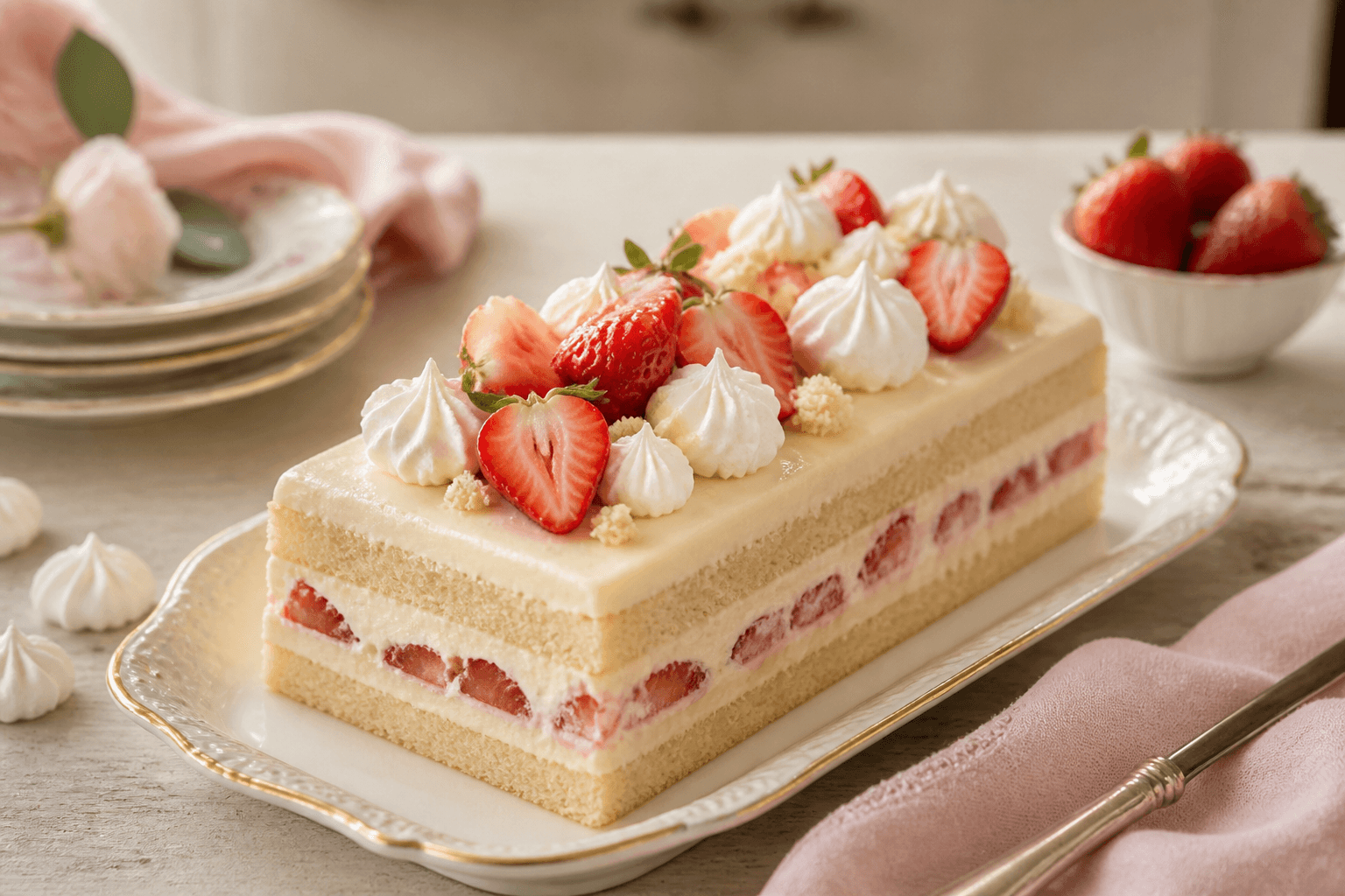 Bolo de Ninho com Morangos